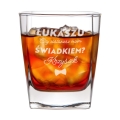 Zestaw Skrzynka na Whisky + Szklanka z Grawerem dla Świadka - Prośba o Świadkowanie - Znalazłem już Kobietę