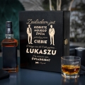 Zestaw Skrzynka na Whisky + Szklanka z Grawerem dla Świadka - Prośba o Świadkowanie - Znalazłem już Kobietę
