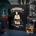 Zestaw Skrzynka na Whisky + Szklanka z Grawerem dla Świadka - Prośba o Świadkowanie - Przyszła Twoja Pora by Powiedzieć TAK