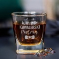 Zestaw Skrzynka na Whisky + Szklanka z Grawerem na Kawalerski - Prezent na Wieczór Kawalerski - Skazany na Dożywocie
