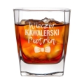 Zestaw Skrzynka na Whisky + Szklanka z Grawerem na Kawalerski - Prezent na Wieczór Kawalerski - Skazany na Dożywocie
