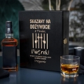 Zestaw Skrzynka na Whisky + Szklanka z Grawerem na Kawalerski - Prezent na Wieczór Kawalerski - Skazany na Dożywocie