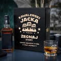 Zestaw Skrzynka na Whisky + Szklanka z Grawerem na Kawalerski - Prezent na Wieczór Kawalerski - Żegnaj Stary