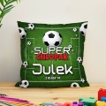 Prezent na Dzień Chłopaka w Klasie - Kolorowa Poduszka z Imieniem dla Chłopaka - Super Chłopak Piłka Nożna