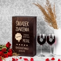 Kieliszki na wino w podwójnej skrzynce z grawerem dla świadka