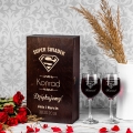 Kieliszki na wino w podwójnej skrzynce z grawerem dla świadka