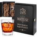 Zestaw Skrzynka na Whisky + Szklanka z Grawerem dla Chemika - Prezent dla Chemika