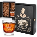 Zestaw Skrzynka na Whisky + Szklanka z Grawerem dla Barbera - Prezent dla Barbera