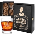 Zestaw Skrzynka na Whisky + Szklanka z Grawerem dla Barbera - Prezent dla Barbera