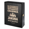 Zestaw Skrzynka na Whisky + Szklanka z Grawerem dla Faceta - Prezent dla Faceta - Prezent na Dzień Chłopaka - Niesamowity, Wyjątkowy