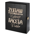 Zestaw Skrzynka na Whisky + Szklanka z Grawerem dla Faceta - Prezent dla Faceta - Prezent na Dzień Chłopaka - Zestaw Ratunkowy