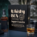Zestaw Skrzynka na Whisky + Szklanka z Grawerem dla Faceta - Prezent dla Faceta - Prezent na Dzień Chłopaka - Whisky Box