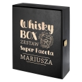 Zestaw Skrzynka na Whisky + Szklanka z Grawerem dla Faceta - Prezent dla Faceta - Prezent na Dzień Chłopaka - Whisky Box
