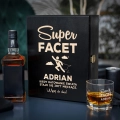 Zestaw Skrzynka na Whisky + Szklanka z Grawerem dla Faceta - Prezent dla Faceta - Prezent na Dzień Chłopaka - Super Facet