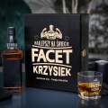 Zestaw Skrzynka na Whisky + Szklanka z Grawerem dla Faceta - Prezent dla Faceta - Prezent na Dzień Chłopaka - Najlepszy Na Świecie