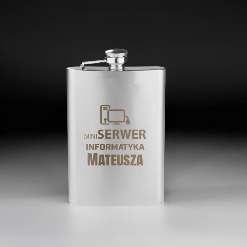 Piersiówka z Grawerem - Grawerowana Metalowa Piersiówka - Prezent Dla Informatyka