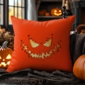 Poduszka Dekoracyjna Halloween - Poduszka Ozdobna z Nadrukiem - Kolekcja Halloween Pomarańczowa