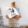 Prezent na Mikołajki Święta dla Dziecka - Mikołajkowa Poduszka Pluszowa Minky z Imieniem - Biały Szop