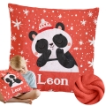 Prezent na Mikołajki Święta dla Dziecka - Mikołajkowa Poduszka Pluszowa Minky z Imieniem - Czerwona Panda