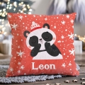 Prezent na Mikołajki Święta dla Dziecka - Mikołajkowa Poduszka Pluszowa Minky z Imieniem - Czerwona Panda