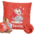 Prezent na Mikołajki Święta dla Dziecka - Mikołajkowa Poduszka Pluszowa Minky z Imieniem - Czerwona Sówka
