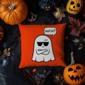 Poduszka Dekoracyjna Halloween - Poduszka Ozdobna z Nadrukiem - Kolekcja Halloween Pomarańczowa - Duch