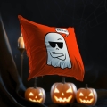 Poduszka Dekoracyjna Halloween - Poduszka Ozdobna z Nadrukiem - Kolekcja Halloween Pomarańczowa - Duch