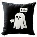 Poduszka Dekoracyjna Halloween - Poduszka Ozdobna z Nadrukiem - Kolekcja Halloween Czarna - Duch