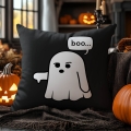 Poduszka Dekoracyjna Halloween - Poduszka Ozdobna z Nadrukiem - Kolekcja Halloween Czarna - Duch