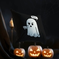 Poduszka Dekoracyjna Halloween - Poduszka Ozdobna z Nadrukiem - Kolekcja Halloween Czarna - Duch