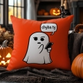 Poduszka Dekoracyjna Halloween - Poduszka Ozdobna z Nadrukiem - Kolekcja Halloween Pomarańczowa - Duch