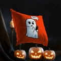 Poduszka Dekoracyjna Halloween - Poduszka Ozdobna z Nadrukiem - Kolekcja Halloween Pomarańczowa - Duch