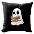 Poduszka Dekoracyjna Halloween - Poduszka Ozdobna z Nadrukiem - Kolekcja Halloween Czarna - Duch