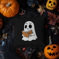Poduszka Dekoracyjna Halloween - Poduszka Ozdobna z Nadrukiem - Kolekcja Halloween Czarna - Duch