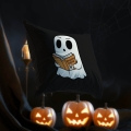 Poduszka Dekoracyjna Halloween - Poduszka Ozdobna z Nadrukiem - Kolekcja Halloween Czarna - Duch