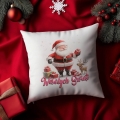 Poduszka Świąteczna z Nadrukiem - Prezent na Święta - Wesołych Świąt Mikołaj Biała