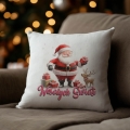 Poduszka Świąteczna z Nadrukiem - Prezent na Święta - Wesołych Świąt Mikołaj Biała