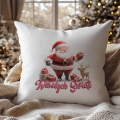 Poduszka Świąteczna z Nadrukiem - Prezent na Święta - Wesołych Świąt Mikołaj Biała