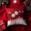 Poduszka Świąteczna z Nadrukiem - Prezent na Święta - Wesołych Świąt Bombki Czerwona