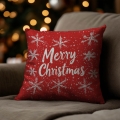 Poduszka Świąteczna z Nadrukiem - Prezent na Święta - Merry Christmas Gwiazdki Czerwona