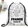 Worek na Buty do Kolorowania z Imieniem dla Dzieci + kredki GRATIS - Worek do Malowania - Prezent na Mikołajki Klasowe do Przedszkola Szkoły - Elf