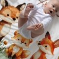 Kocyk Niemowlęcy z Imieniem - Kocyk Pluszowy Minky dla Dziecka - Prezent na Narodziny, Urodziny, Chrzest dla dziecka - Leśne Zwierzeta