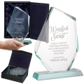 Statuetka Szklana z Logo - Prezent na Święta dla Firm - Prezent Firmowy na Święta Trofeum Szklane - Wesołych Świąt - Dużą