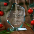 Statuetka Szklana z Logo - Prezent na Święta dla Firm - Prezent Firmowy na Święta Trofeum Szklane - Wesołych Świąt - Dużą