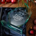 Statuetka Szklana z Logo - Prezent na Święta dla Firm - Prezent Firmowy na Święta Trofeum Szklane - Wesołych Świąt - Dużą