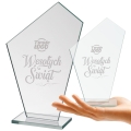 Statuetka Szklana z Logo - Prezent na Święta dla Firm - Prezent Firmowy na Święta Trofeum Szklane - Wesołych Świąt