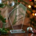 Statuetka Szklana z Logo - Prezent na Święta dla Firm - Prezent Firmowy na Święta Trofeum Szklane - Wesołych Świąt