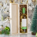 Skrzynka na Wino z Logo - Prezent na Święta dla Firm - Prezent Świąteczny z Logo - Wesołych Świąt  - Biała