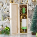 Skrzynka na Wino z Logo - Prezent na Święta dla Firm - Prezent Świąteczny z Logo - Wesołych Świąt  - Biała
