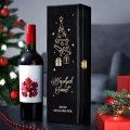 Skrzynka na Wino z Logo - Prezent na Święta dla Firm - Prezent Świąteczny z Logo - Wesołych Świąt  - Czarna